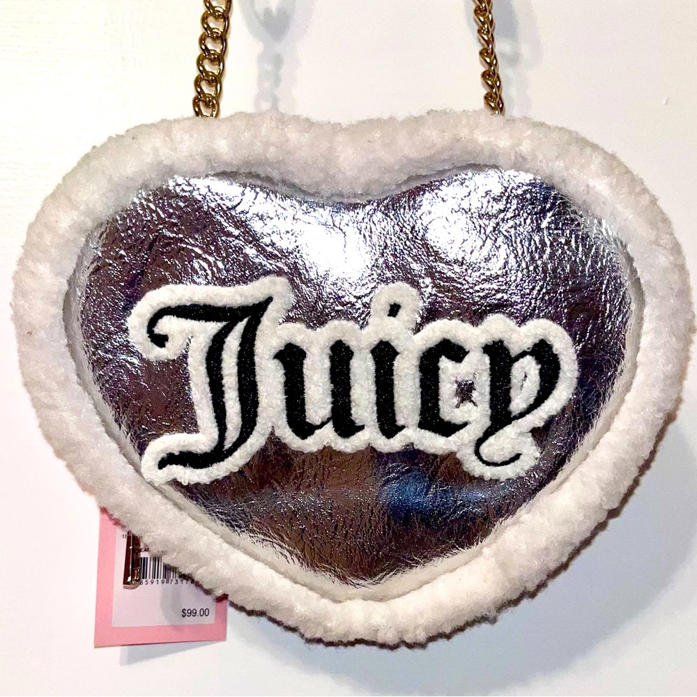 Juicy Couture Silver Heart crossbody bag.